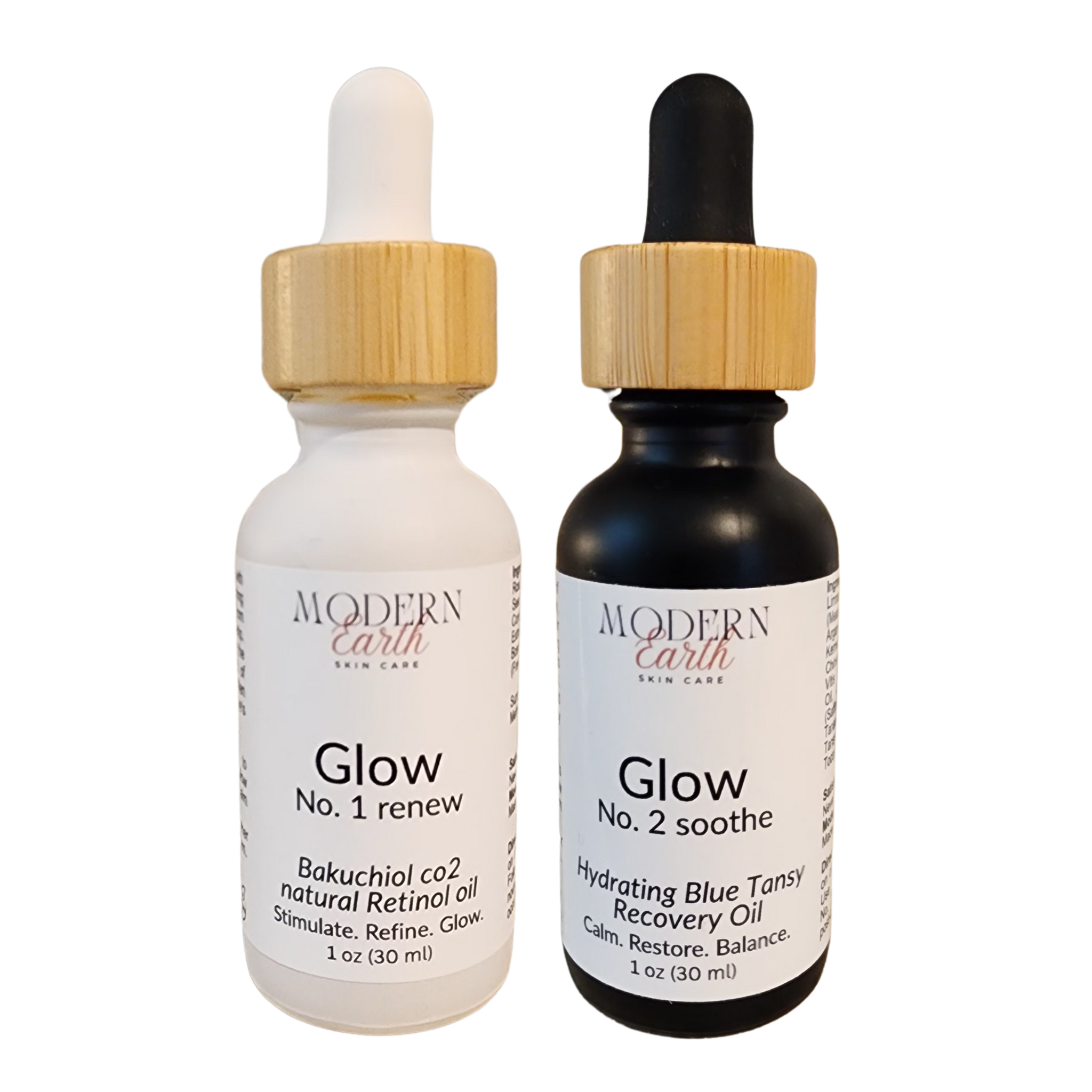 Bakuchiol & Hydrating Blue Tansy Facial Oil Duo | Glow System No. 1 & 2